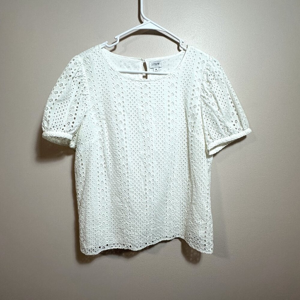 J. Crew Eyelet White Lace Top Size M